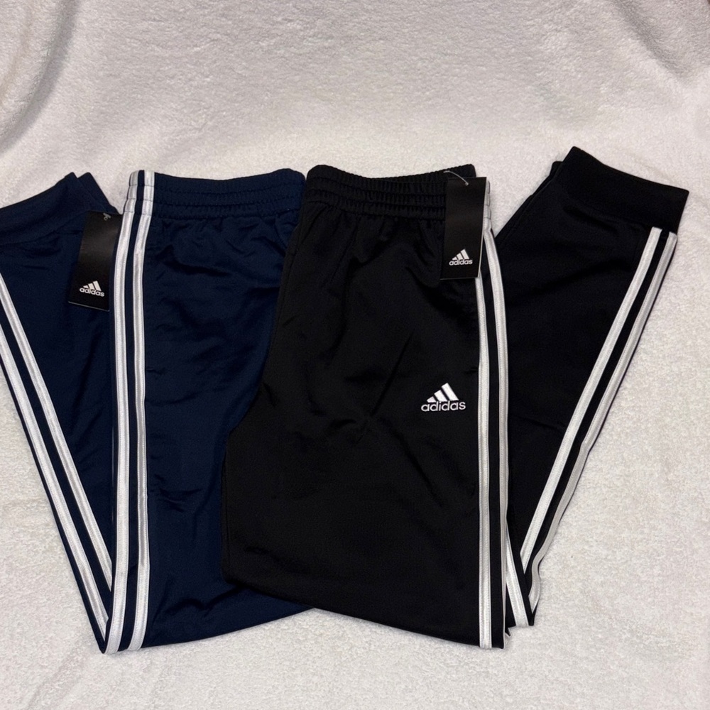 NWT Adidas Kids' Black and Navy tricot Joggers xl 18/20